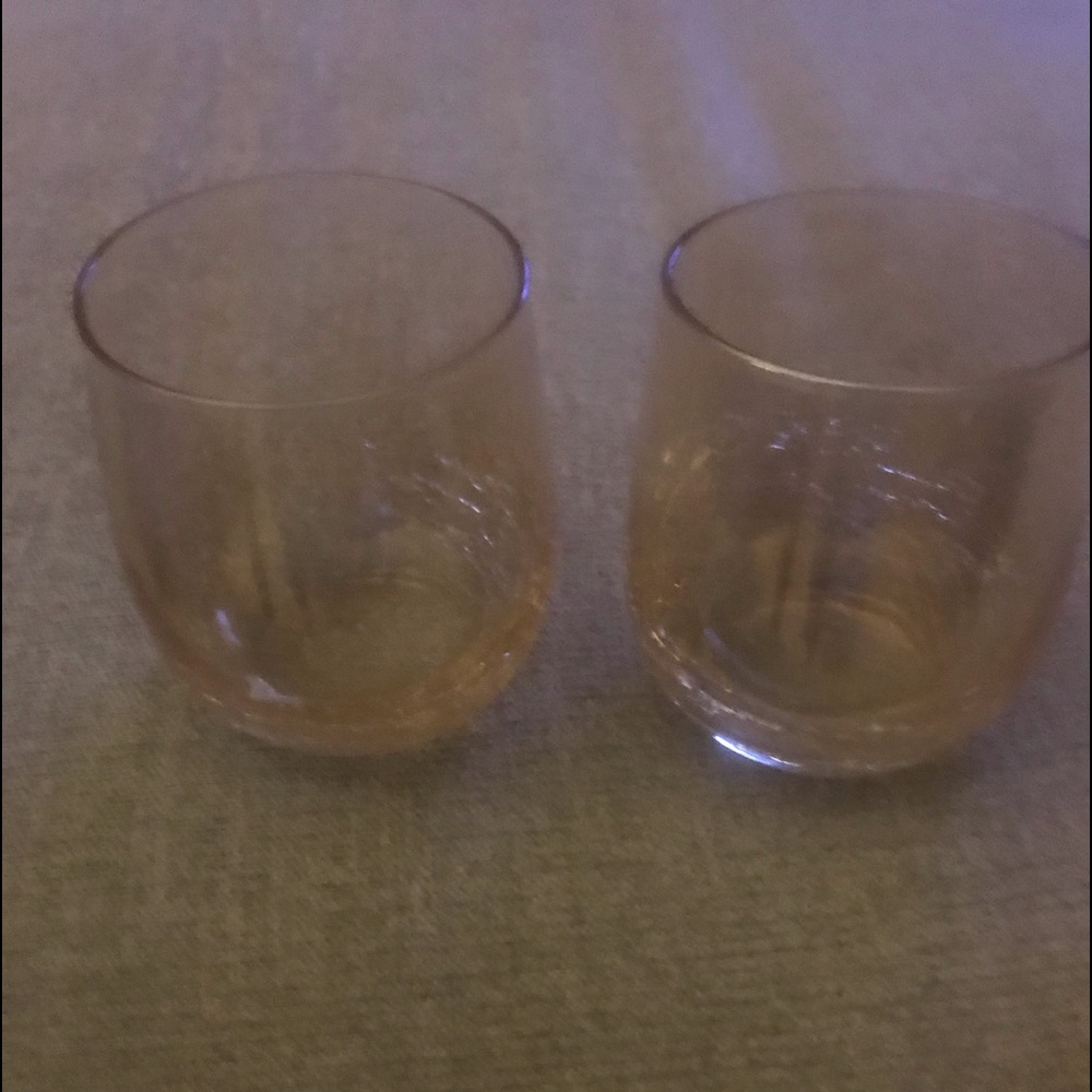 Pier one amber crackle stemless wine glasses 4.5